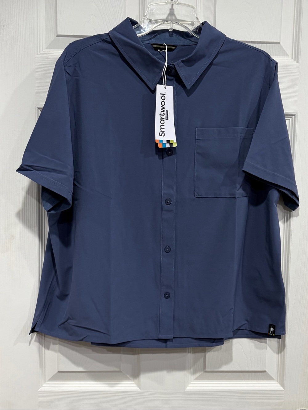 SmartWool Women's XL Everyday Button-Down Shirt Short Sleeve Blue NWT Camp